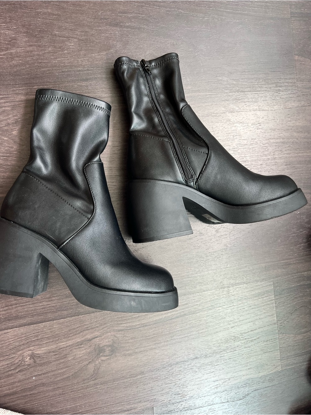Aldo Black Block Heel Platform Ankle Boots